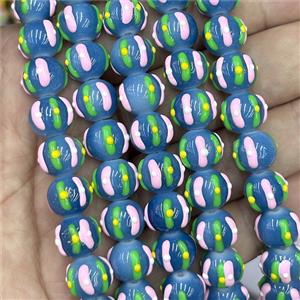 Porcelain Round Beads Halloween Pumpkin Blue, approx 12mm