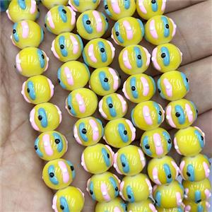 Porcelain Round Beads Halloween Pumpkin Yellow, approx 12mm