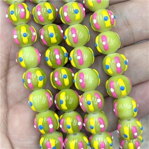 Porcelain Round Beads Halloween Pumpkin Olive, approx 12mm