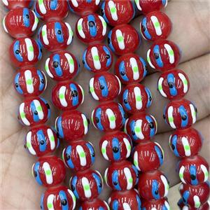 Porcelain Round Beads Halloween Pumpkin Red, approx 12mm