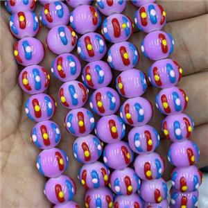 Porcelain Round Beads Halloween Pumpkin Hotpink, approx 12mm