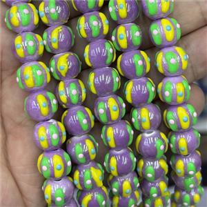 Porcelain Round Beads Halloween Pumpkin Purple, approx 12mm
