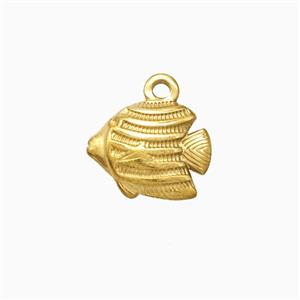 Stainless Steel Fish Pendant Gold Plated, approx 10-12mm
