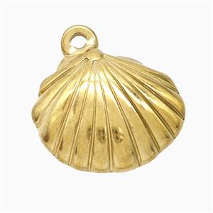 Stainless Steel Scallop Shell Pendant Gold Plated, approx 16-20mm