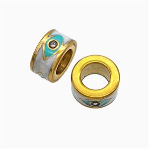 Stainless Steel Tube Beads Enamel Large Hole Eye Gold Plated, approx 10mm, 5mm hole