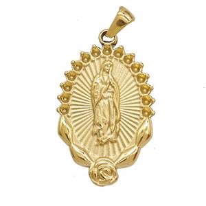 304 Stainless Steel Virgin Mary Pendant Gold Plated, approx 20-30mm