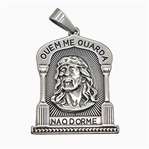 Raw 304 Stainless Steel Jesus Pendant Antique Silver, approx 31-37mm