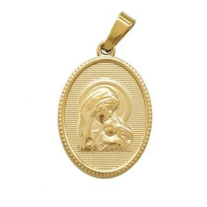 Stainless Steel Virgin Mary Pendant Gold Plated, approx 16-21mm