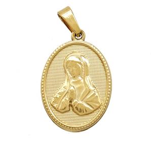 Stainless Steel Virgin Mary Pendant Praying Gold Plated, approx 16-21mm