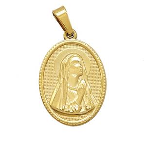 Stainless Steel Virgin Mary Pendant Praying Gold Plated, approx 16-21mm