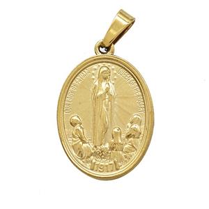 Stainless Steel Virgin Mary Pendant Praying Gold Plated, approx 16-21mm