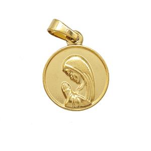 Stainless Steel Virgin Mary Pendant Praying Gold Plated, approx 15mm