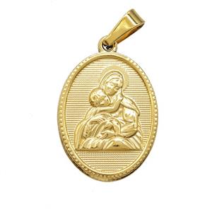 Stainless Steel Virgin Mary Pendant Gold Plated, approx 16-21mm