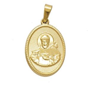 Stainless Steel Saint Francis Pendant Gold Plated, approx 16-21mm