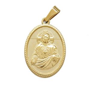Stainless Steel Saint Jude Medal Pendant Gold Plated, approx 16-21mm