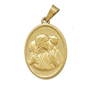 Stainless Steel Jesus Pendant Gold Plated, approx 16-21mm