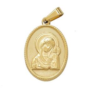 Stainless Steel Virgin Mary Pendant Gold Plated, approx 16-21mm
