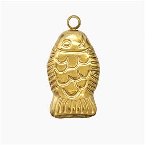 Stainless Steel Fish Pendant Gold Plated, approx 10-18mm