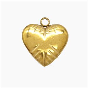 Stainless Steel Heart Pendant Gold plated, approx 16.5mm