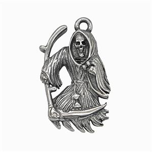 Gothic Grim Reaper Death Charms 304 Stainless Steel Pendant Antique Silver, approx 16-26mm