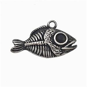 304 Stainless Steel Fish Pendant Antique Silver, approx 13-26mm