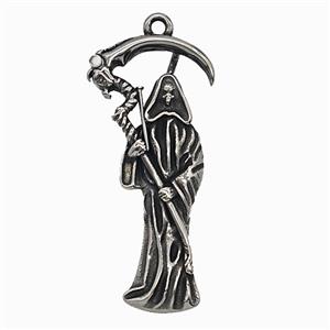 Gothic Grim Reaper Death Charms 304 Stainless Steel Pendant Antique Silver, approx 12-45mm