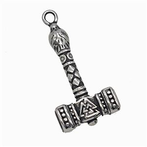 304 Stainless Steel Hammer Charms Pendant Antique Silver, approx 20-35mm