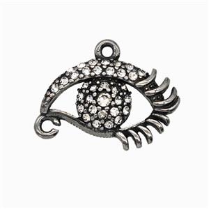 304 Stainless Steel Eye Pendant Pave Rhinestone Antique Silver, approx 13-20mm