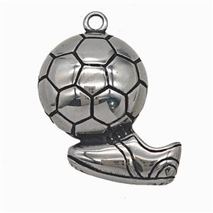 304 Stainless Steel Football And Shoes Pendant Sports Antique Silver, approx 32-33mm
