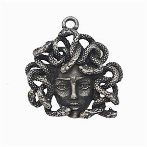 Medusa Snake Charms 304 Stainless Steel Pendant Antique Silver, approx 25-28mm