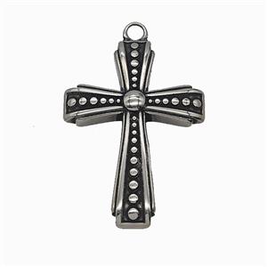 304 Stainless Steel Cross Pendant Antique Silver, approx 32-47mm