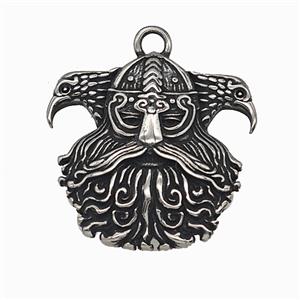 Odin Charms 304 Stainless Steel Pendant Eagle Birds Antique Silver, approx 33mm