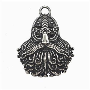Odin Charms 304 Stainless Steel Pendant Antique Silver, approx 28-33mm