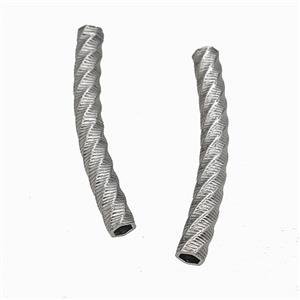 Raw Stainless Steel Tube Beads Curving Large Hole, approx 5-40mm, 4mm hole