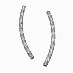 Raw Stainless Steel Tube Beads Curving Large Hole, approx 3-45mm, 2mm hole