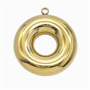 Stainless Steel Donut Pendant Gold Plated, approx 27mm
