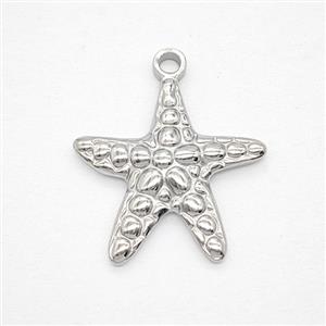 Raw Stainless Steel Starfish Pendant, approx 19.5mm