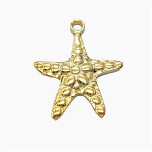 Stainless Steel Starfish Pendant Gold Plated, approx 19.5mm