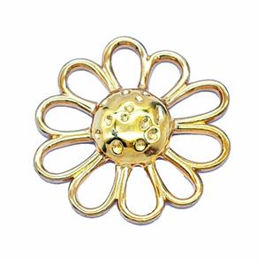 Stainless Steel Flower Pendant Gold Plated, approx 24mm