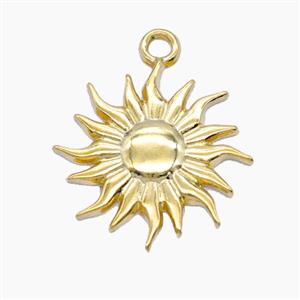 Stainless Steel Sun Pendant Gold Plated, approx 20mm