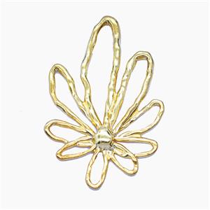 Stainless Steel Flower Pendant Gold Plated, approx 30-45mm