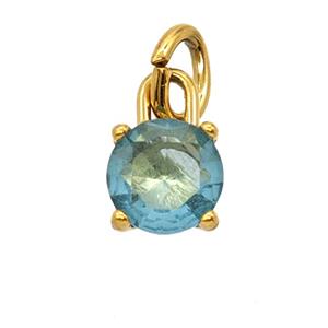 Stainless Steel Pendant Pave Zirconia Gold Plated, approx 7mm