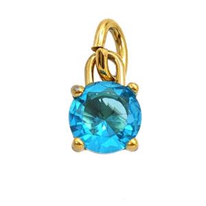 Stainless Steel Pendant Pave Zirconia Gold Plated, approx 7mm