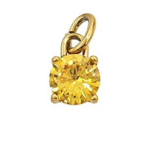 Stainless Steel Pendant Pave Yellow Zirconia Gold Plated, approx 7mm