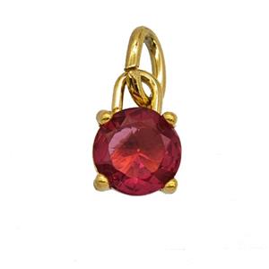 Stainless Steel Pendant Pave Zirconia Gold Plated, approx 7mm