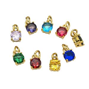 Stainless Steel Pendant Pave Zirconia Gold Plated Mixed, approx 7mm