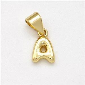 Stainless Steel Letter-A Pendant Gold Plated, approx 6-7mm
