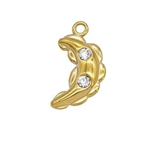 Stainless Steel Pea Pendant Pave Rhinestone Gold Plated, approx 10-15mm