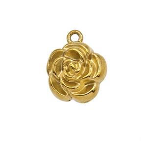 Stainless Steel Rose Flower Pendant Gold Plated, approx 12mm