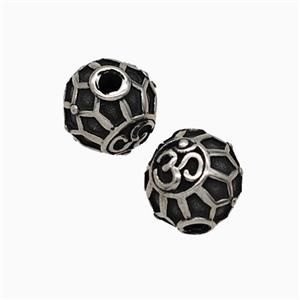 Stainless Steel Round Beads Antique Silver, approx 9mm